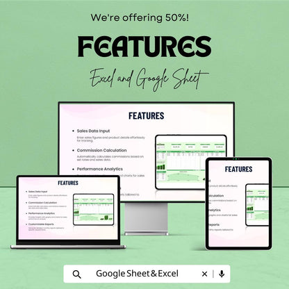 Sales Monthly Commission Tracker Template | Sales Incentive Achievement Tracker | Commission Spreadsheet | Excel & Google Sheets