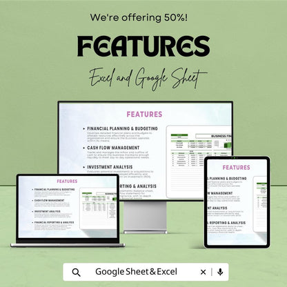 Business Finance Template | Financial Planner | Income and Expense Tracker | Cash Flow & Budgeting Spreadsheet | Business Accounting Tool