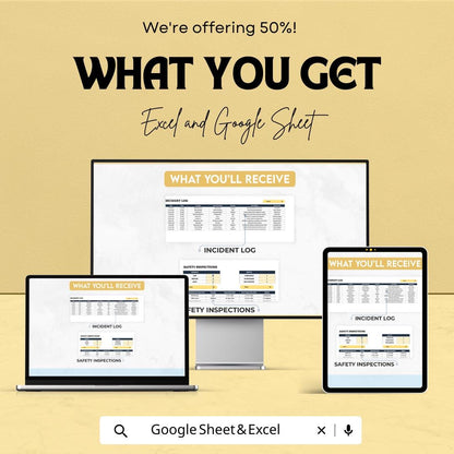 Workplace Safety Compliance Monitoring Dashboard Sheet | Google Sheet and Excel Template | Safety Tracking & Incident Management Tool