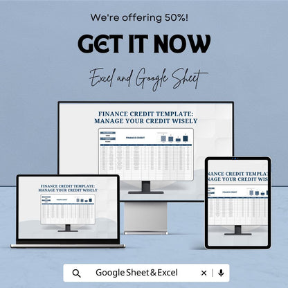 Finance Credit Template | Credit Account Tracker | Credit Monitoring Spreadsheet | Loan & Balance Management Tool