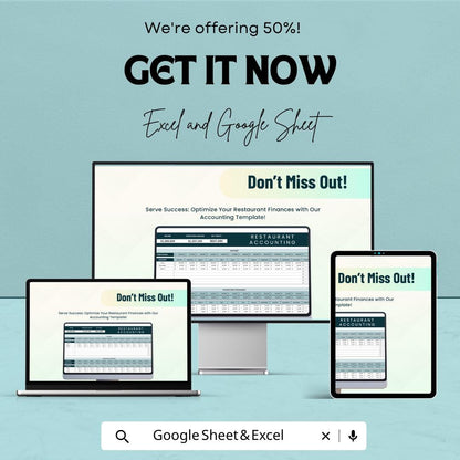 Restaurant Accounting Template | Restaurant Finance Tracker | Income Expense Template | Restaurant Profit and Loss Sheet