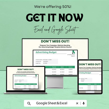Advertising Budget Template | Marketing Budget Spreadsheet | Ad Spend Tracker | Excel & Google Sheets