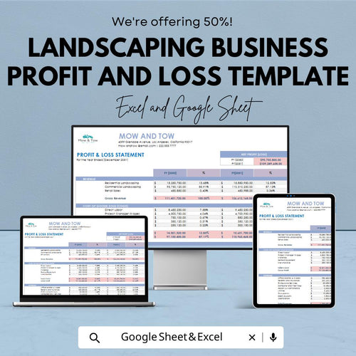 Landscaping Business Profit and Loss Template | Landscaping Financial Report | Small Business Income and Expense Template