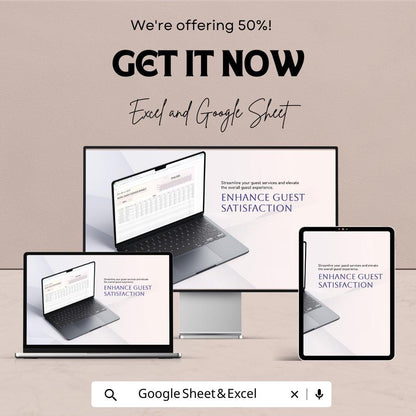 Hotel Guest Services Budget Sheet – Excel & Google Sheet Template – 2024 Financial Planning for Hotels – Track Services and Enhance Guest |
