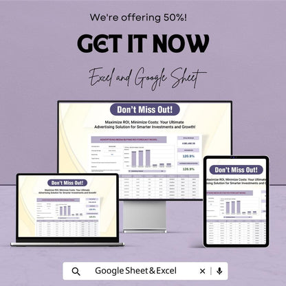 Advertising Media Buying ROI Forecast Model Template | Marketing Budget Planner | ROI Calculator | Digital Marketing Forecast Tool