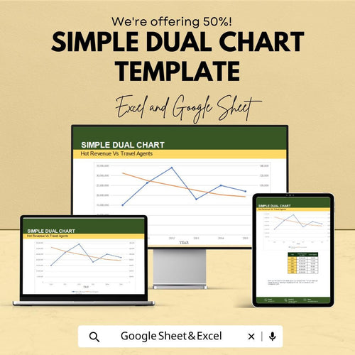 Simple Dual Chart Template | Excel & Google Sheets | Data Comparison Dashboard | Business Analysis Chart | Editable Graph Template
