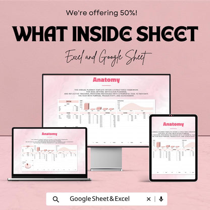 Annual Planner Template | Yearly Budget Planner | Goal Tracker Spreadsheet | Financial Planner | Digital Planner