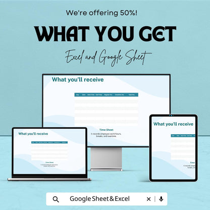 Weekly Timesheet Template | Employee Timesheet | Work Hours Tracker | Timesheet Excel & Google Sheets | Weekly Work Log | Payroll Timesheet