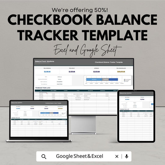 Checkbook Balance Tracker Template | Google Sheets & Excel | Digital Check Register |  Account Balance Tracker | Finance Planner
