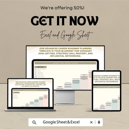 Advanced Career Roadmap Planning Template  | Career Development Planner | Professional Growth Tracker | Career Goals Planner