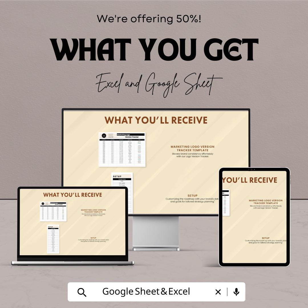 Marketing Logo Version Tracker Template | Brand Asset Management Tool | Excel & Google Sheets Logo Tracking Sheet