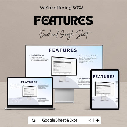 Group Tour Quotation Template for Excel & Google Sheets – 50% Off – Customizable Tour Quotation Sheet for Travel Agencies
