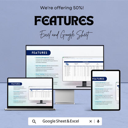 Stock Control Template Excel & Google Sheets | Inventory Management Spreadsheet | Stock Tracker for Small Business | Product Inventory Log