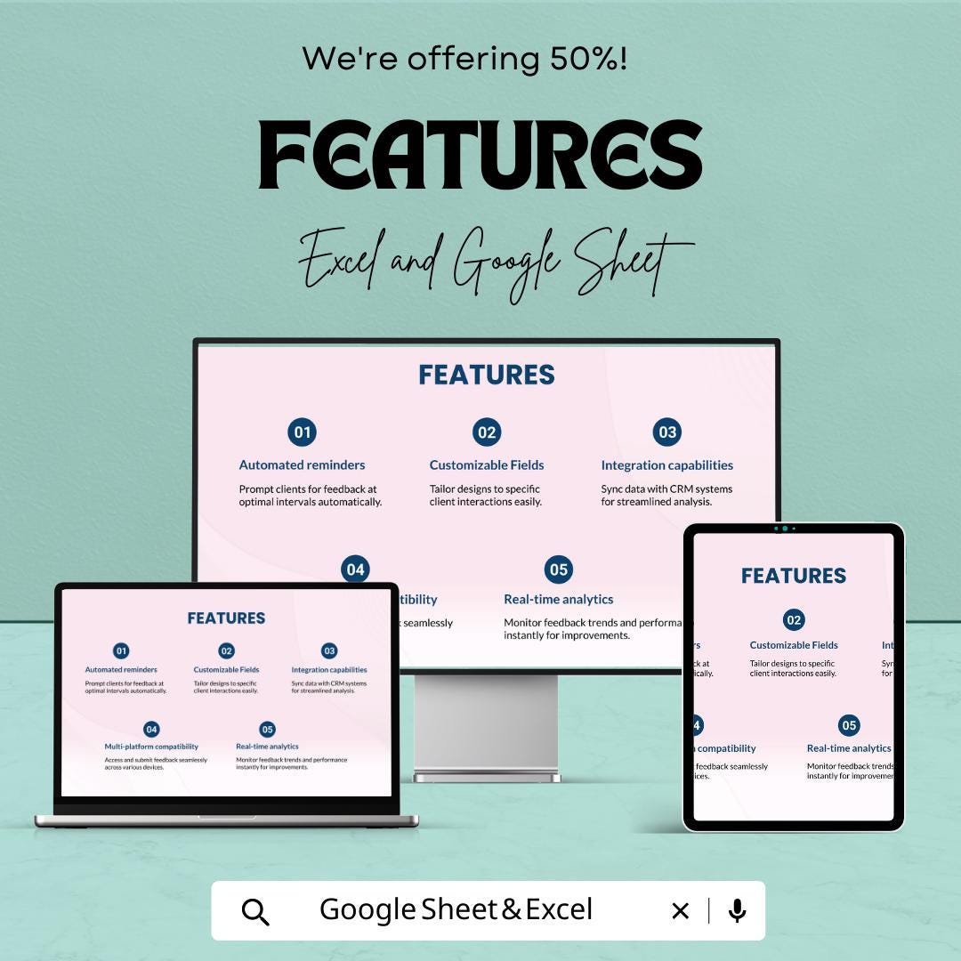 Sales Client Feedback Score Post-Deal Template | Excel & Google Sheets | Sales Performance Tracker | Client Satisfaction Analysis