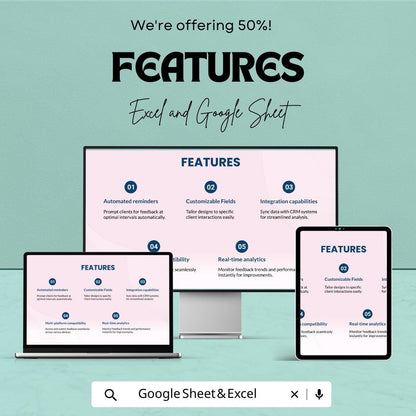 Sales Client Feedback Score Post-Deal Template | Excel & Google Sheets | Sales Performance Tracker | Client Satisfaction Analysis