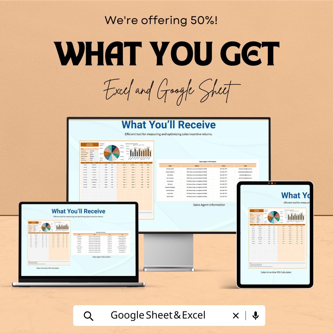 Sales Incentive ROI Calculator Sheet - Excel and Google Sheet for ROI Tracking and Optimization - Commission & Performance Analysis Template