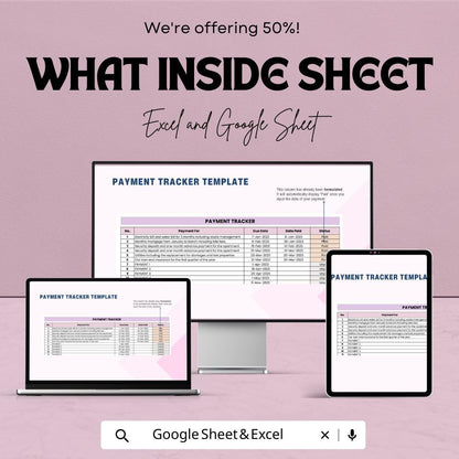 Payment Tracker Template  | Bill Payment Organizer Spreadsheet | Monthly Payment Log | Expense & Due Date Tracker