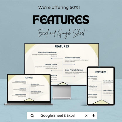 Simple Contractor Estimate Template | Construction Estimate Spreadsheet | Job Quote Invoice | Excel & Google Sheets