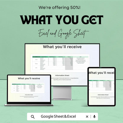 Project Financial Report Sheet for Budget Tracking and Expense Management | Excel and Google Sheets | Financial Dashboard Template