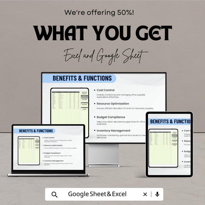 Office Supplies Budget Template | Office Expense Tracker | Budget Spreadsheet | Excel & Google Sheets