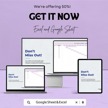 24 Hour Gantt Chart Sheet for Excel & Google Sheets | Project Planner | Time Management Template | Instant Download