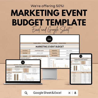Marketing Event Budget Template, Event Budget Planner, Excel & Google Sheets Event Cost Tracker, Marketing Event Expense Spreadsheet