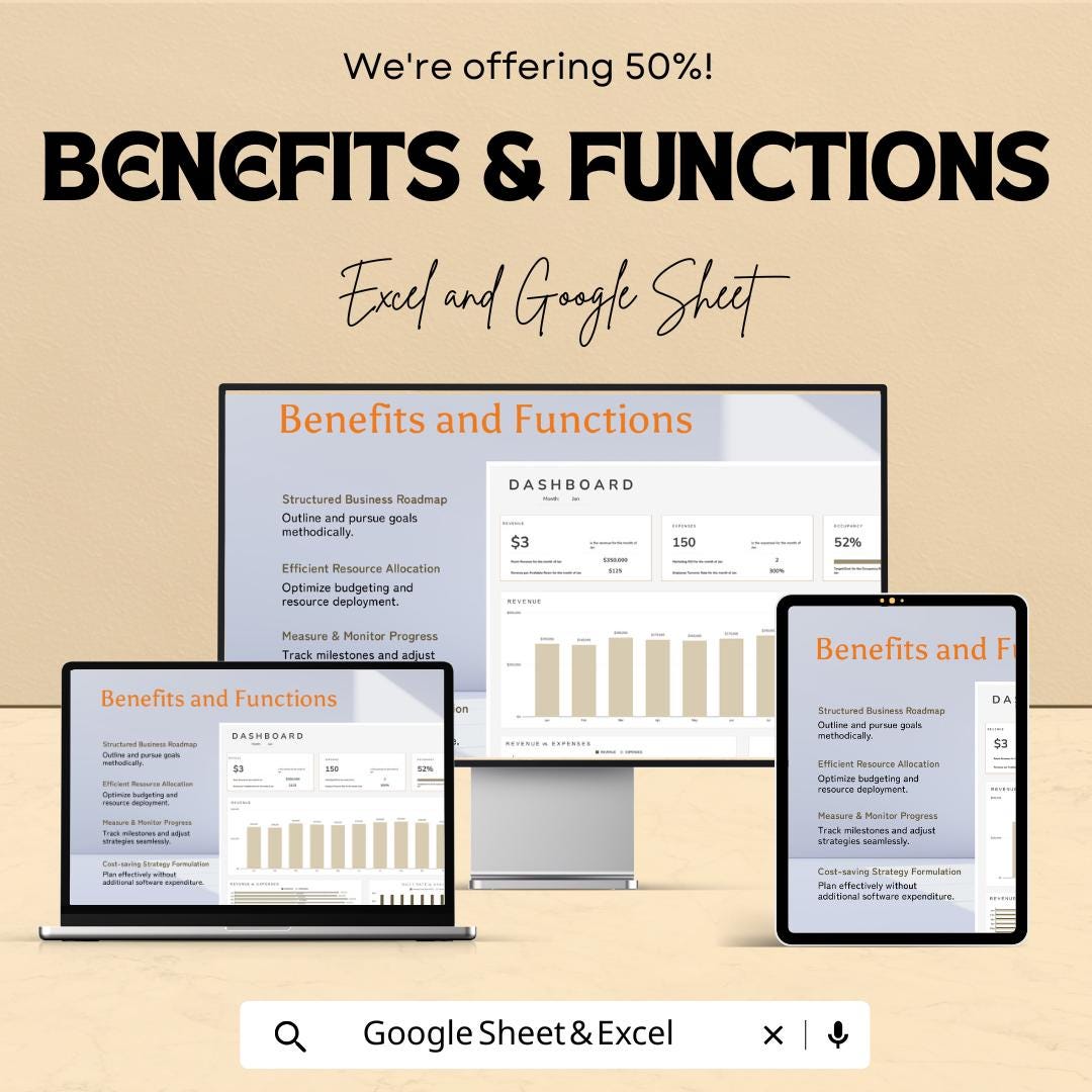 Hotel KPI Dashboard | Excel and Google Sheets | Hotel Performance Tracking | Revenue, Occupancy & Expense Analysis | Hotel Management