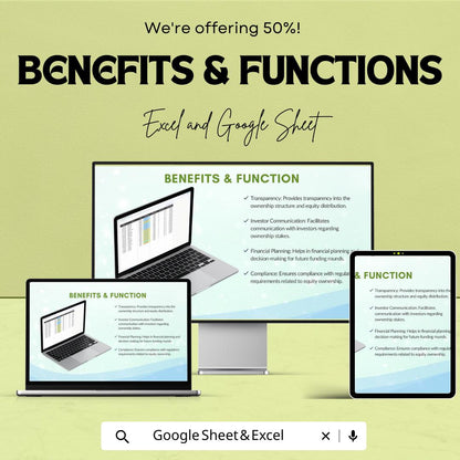 Startup Capitalization Table Template | Excel & Google Sheets | Cap Table Spreadsheet | Equity Ownership Tracker | Investor Shares Tool