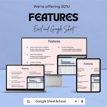 Sales Inventory and Tracker Sheet | Excel and Google Sheets | Inventory Management Spreadsheet | Track Product Sales, Stock, and Profit