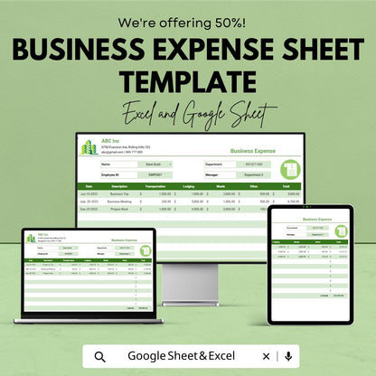 Business Expense Sheet Template | Excel and Google Sheets Expense Tracker | Small Business Budget Spreadsheet | Income and Expense Log
