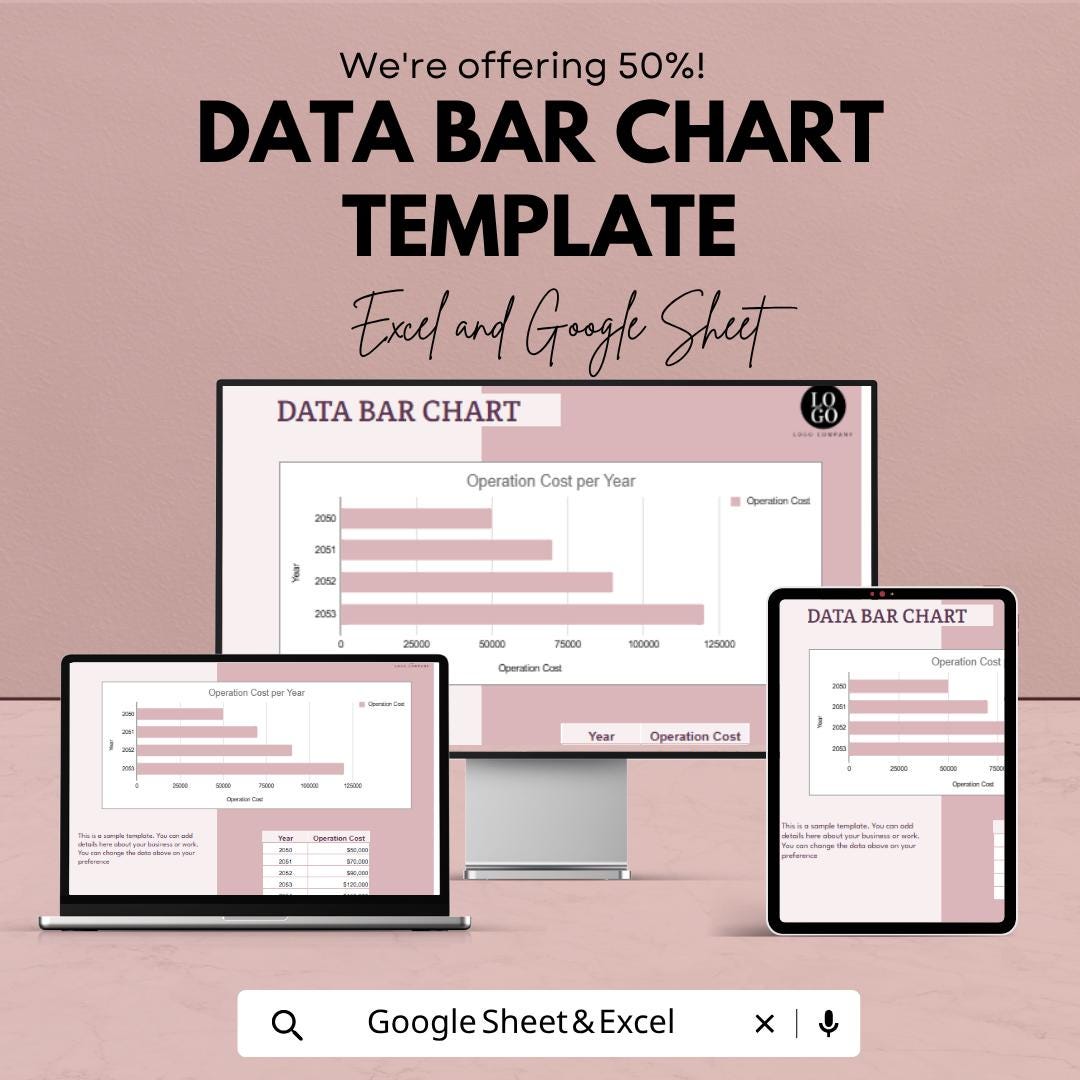 Data Bar Chart Template Excel | Google Sheets Dashboard | Data Visualization Template | Business Chart Spreadsheet | KPI Tracker |