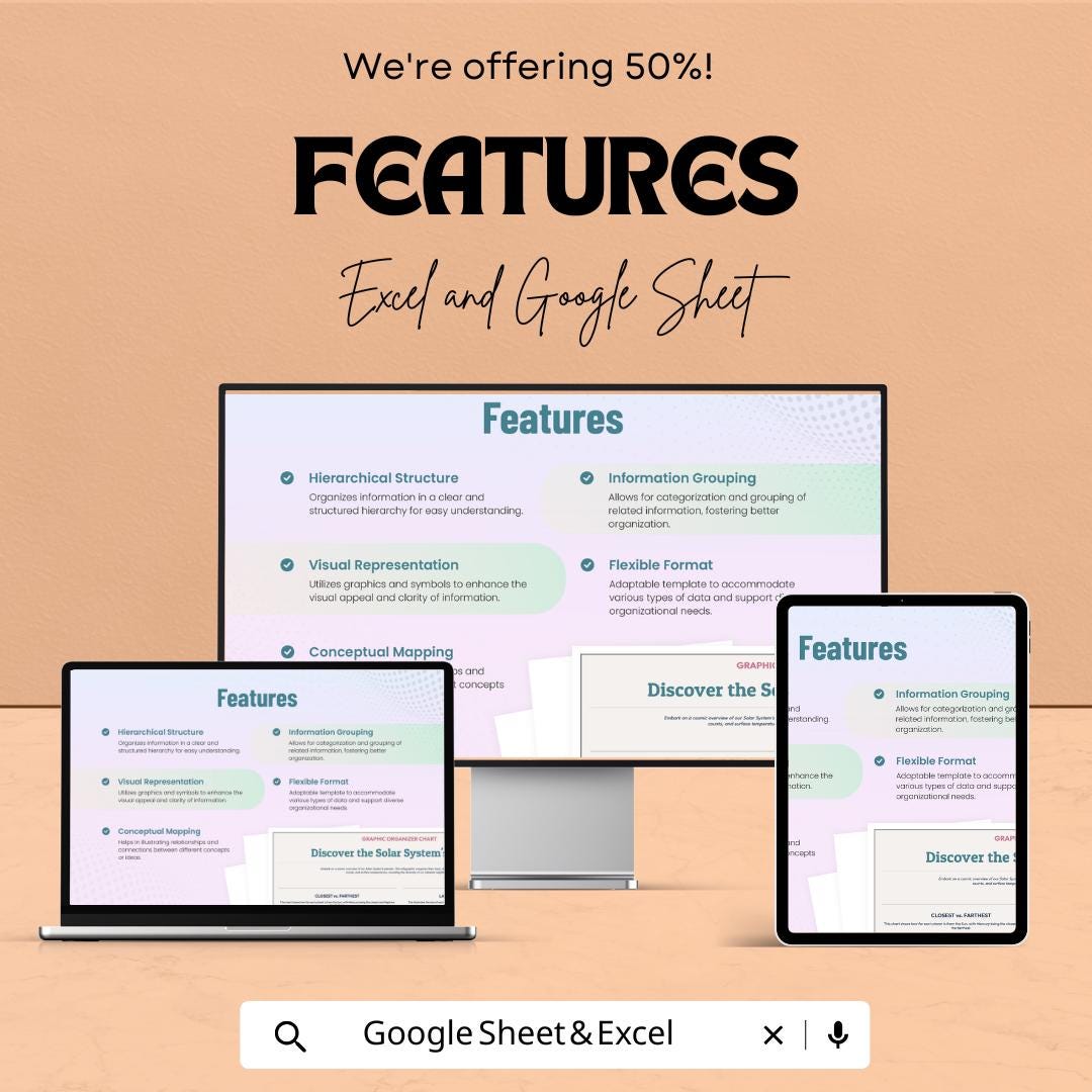 Graphic Organizer Chart Sheet for Visual Learning | Google Sheet Template | Educational Data Organization | Flexible & Interactive Chart