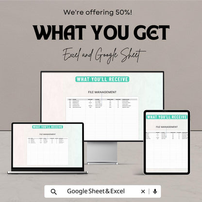 Administration Digital File Conversion Tracker Template | File Management Spreadsheet | Business Organization Tracker