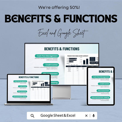 Accounts Receivable Aging Template | Receivables Tracker Spreadsheet | AR Aging Report Template | Invoice Aging Summary Sheet