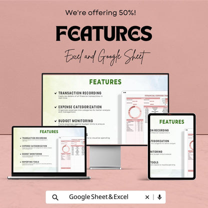 Financial Expense Tracking Template | Expense Tracker Spreadsheet | Budget and Spending Tracker | Excel & Google Sheets