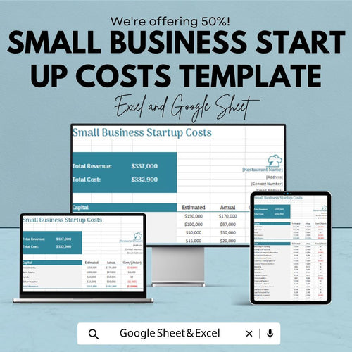 Small Business Startup Costs Template | Startup Budget Spreadsheet | Business Expense Tracker | Excel & Google Sheets | Financial Planning