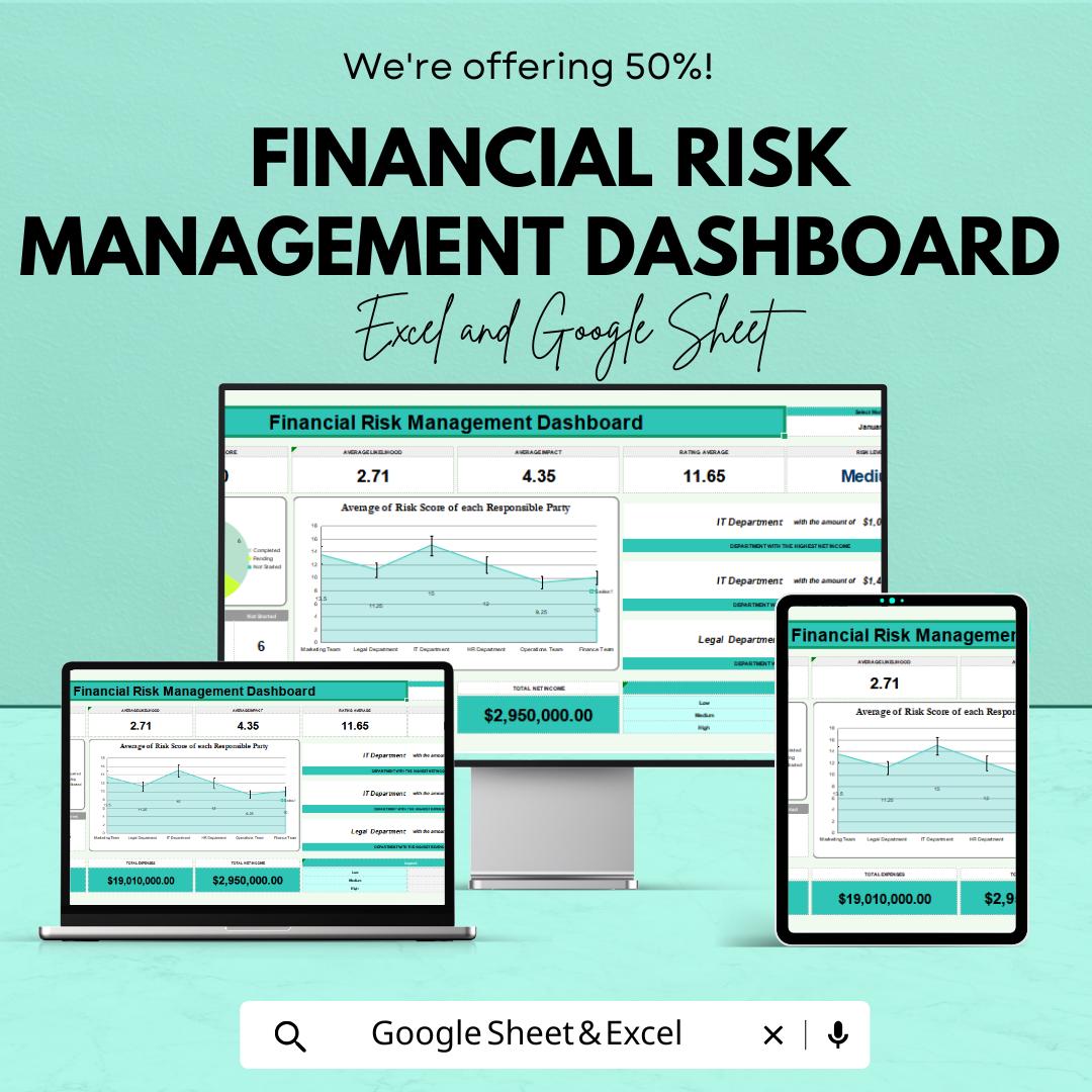 Financial Risk Management Dashboard – Excel and Google Sheets – Track Financial Risk, Analyze Data & Make Informed Decisions – 50% OFF