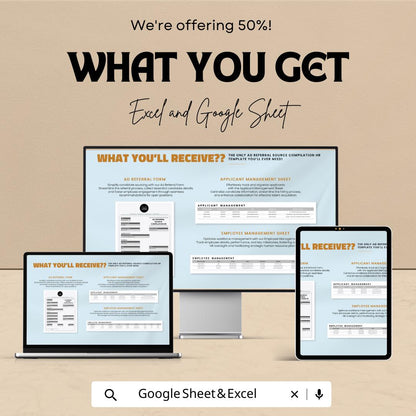 Ad Referral Source Compilation HR Template |  Recruitment Tracker | Employee Referral Form | Applicant Management Spreadsheet