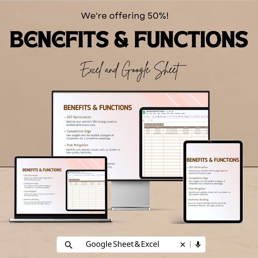 Marketing Backlink Tracker Template | SEO Link Building Spreadsheet | Digital Marketing Tracker | Website SEO Management Tool