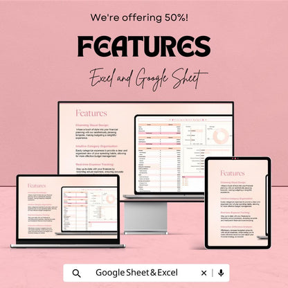 Cute Aesthetic Budget Template | Monthly Budget Spreadsheet | Excel & Google Sheets Budget Planner | Expense Tracker