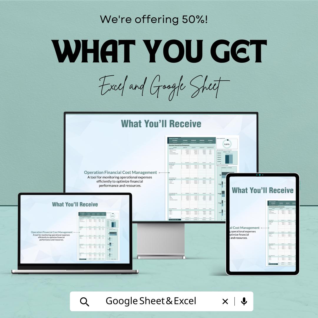 Operational Financial Cost Management Template | Business Cost Analysis Sheet | Expense Control Dashboard | Operational Budgeting Template