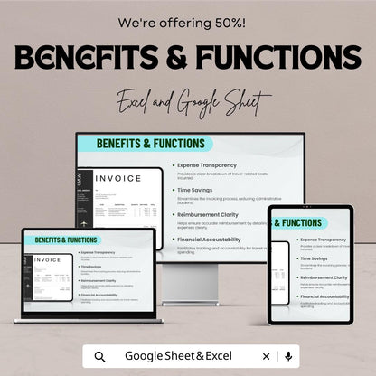 Travel Invoice Sheet | Customizable Travel Invoice Template for Agencies | Professional Google Sheets & Excel Format | Instant Download