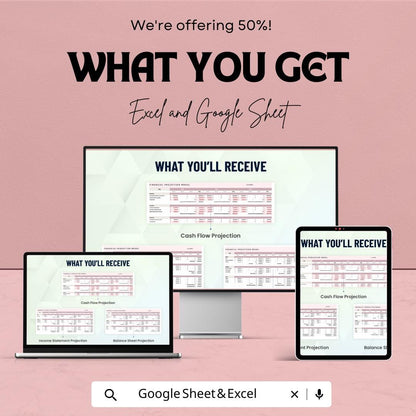 Proforma Financial Projection Template | Business Forecasting Sheet | Startup Financial Model | Revenue and Expense Forecast