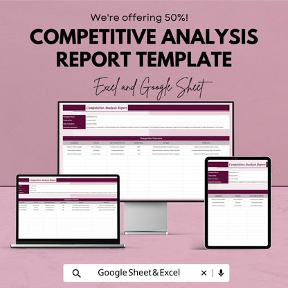 Competitive Analysis Report Template | Market Research Spreadsheet | Competitor Tracking Report | Business Strategy Template |