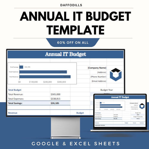 Annual IT Budget Template | IT Budget Spreadsheet | Tech Budget Planner | Google Sheets IT Budget | Excel it Budget Tool
