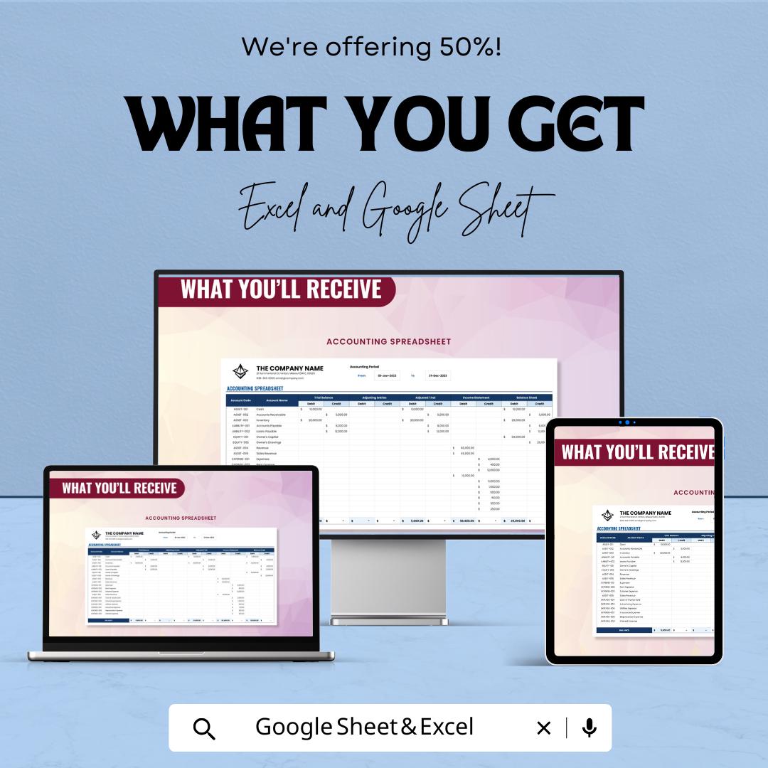 Accounting Spreadsheet Template | Small Business Bookkeeping | Income and Expense Tracker | Financial Finance Sheet