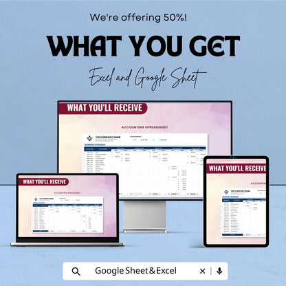 Accounting Spreadsheet Template | Small Business Bookkeeping | Income and Expense Tracker | Financial Finance Sheet