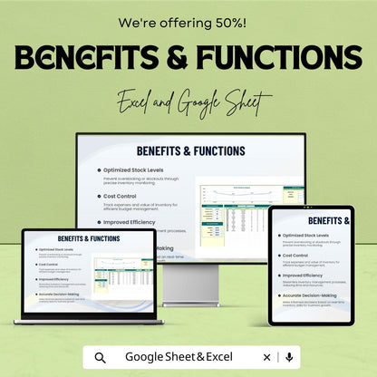Inventory Workbook | Excel and Google Sheets Template for Inventory Management | Stock Tracking & Valuation Workbook
