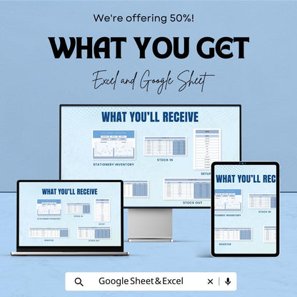 Stationery Inventory Sheet - Excel & Google Sheets Template - Track Stock, Sales, and Profits for Your Stationery Business