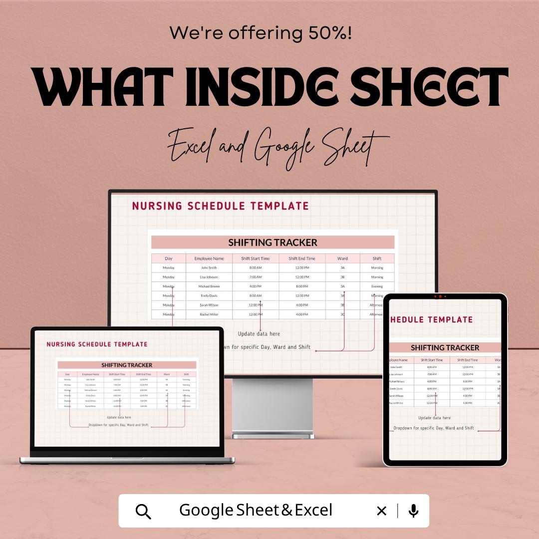 Nursing Schedule Template | Nurse Shift Schedule | Staff Roster Spreadsheet | Healthcare Scheduling Template